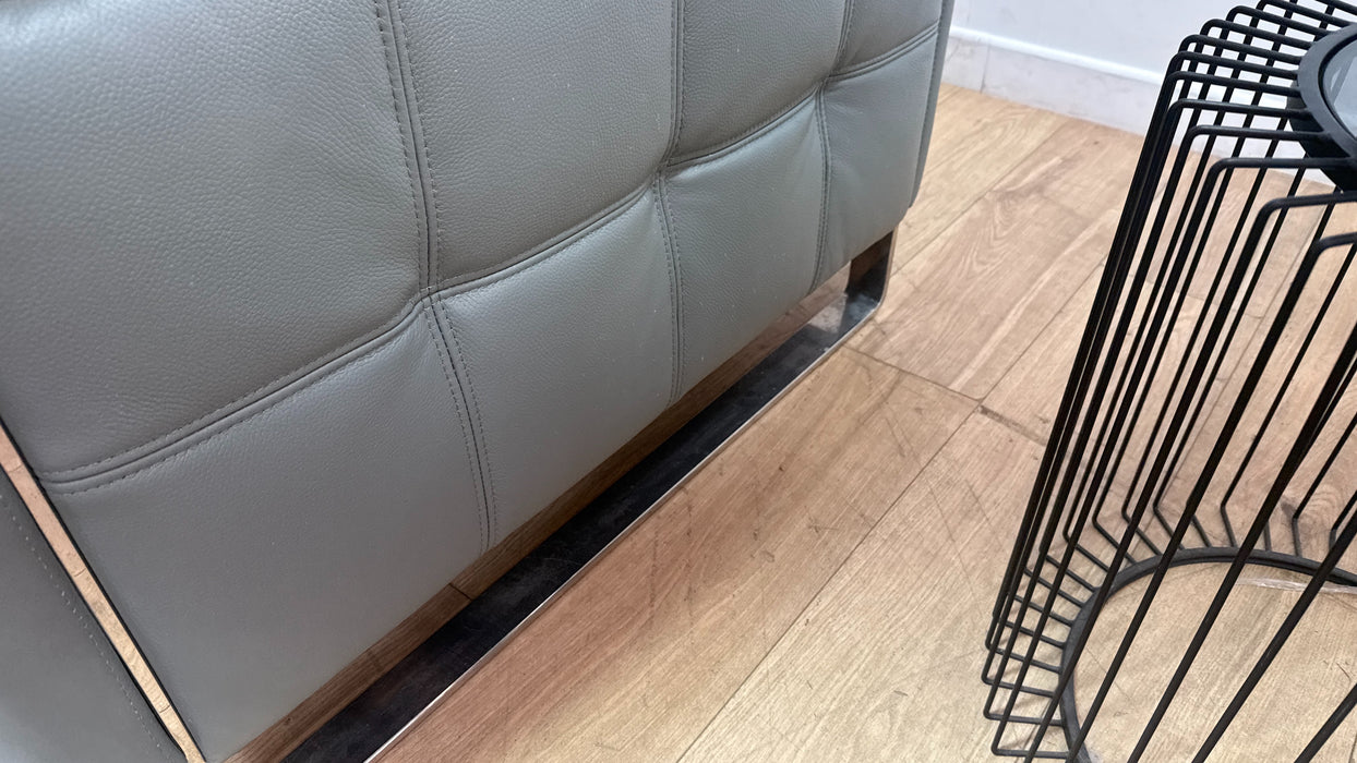 Sofology Marvella Leather 3 Corner 1.5 Power Recliner/Headrest Heated Seat in Trusty Sheen Granite Teal