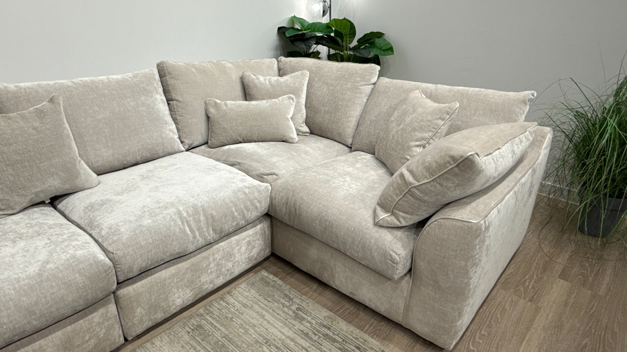 Sofology Georgio Fabric 3 Corner 1 Feather Flex Seats in Luxe Chenille Oyster Mix