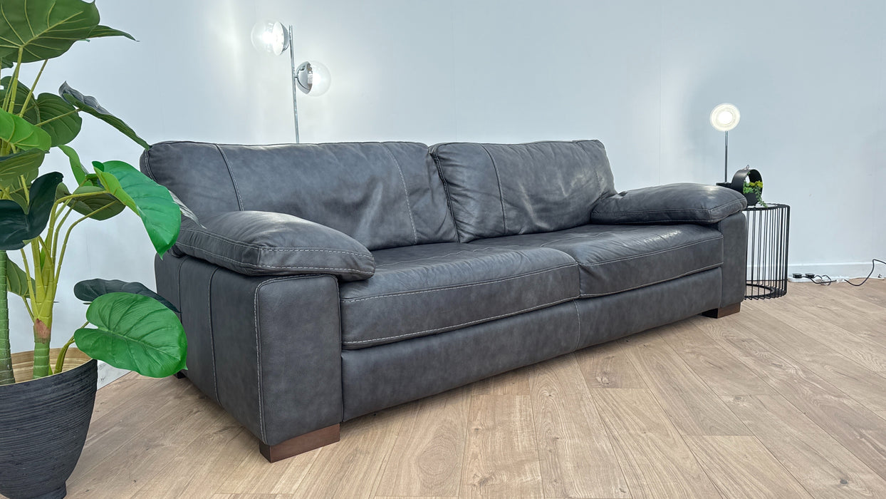 Linara 4 Seater - Leather Sofa - Virginia Slate