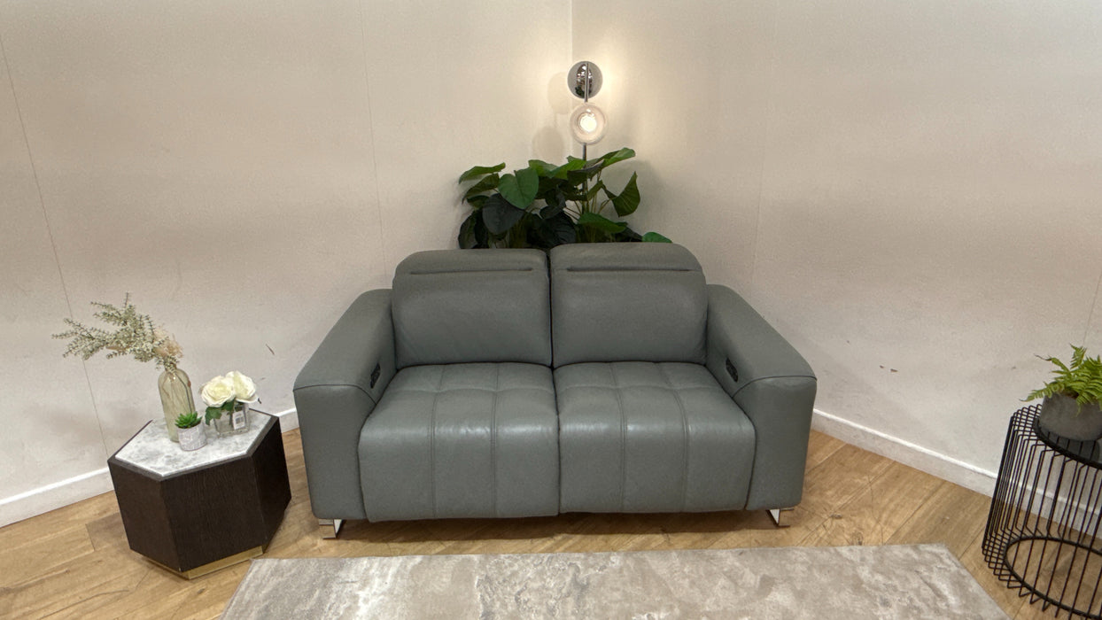 Sofology Marvella Leather 2 Seater Power Recliner in Trusty Sheen Granite Teal