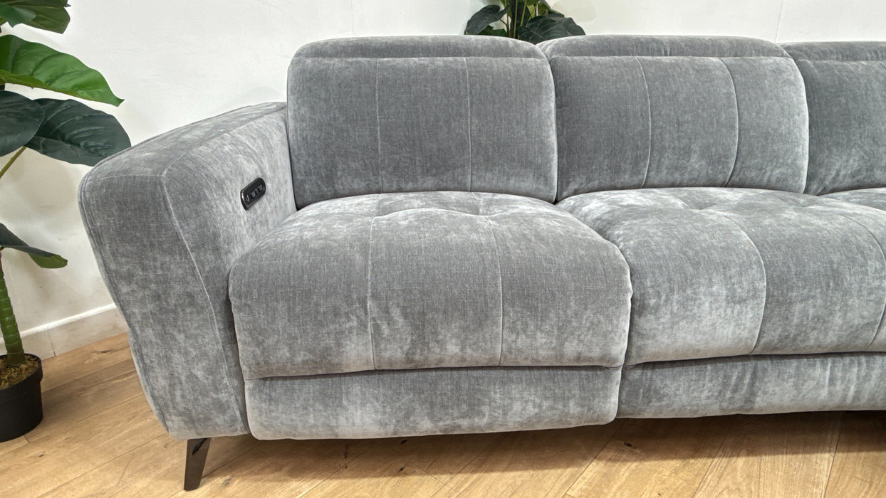 Sofology Jax Fabric 4 Seater Chaise Power Recliner/Headrest in Relaxed Chenille Charcoal