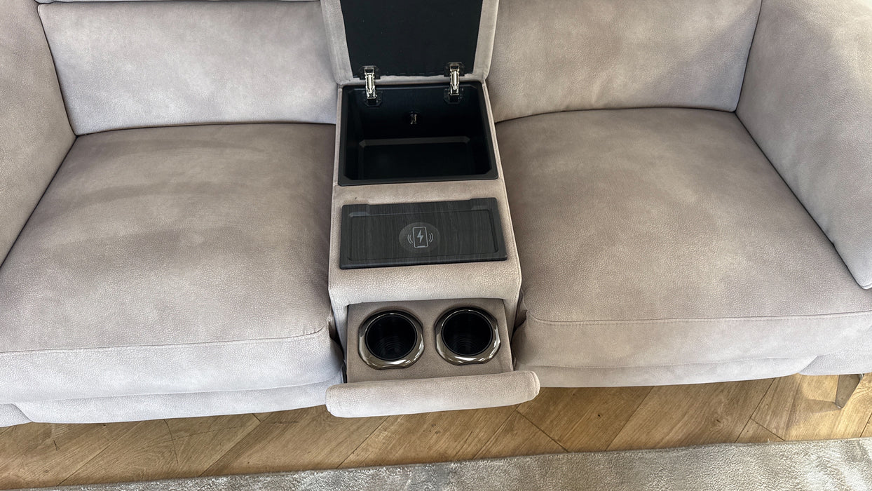 Sofology Illinois Fabric 2 Seater Console Power Recliner/Headrest in Lifestyle Mottled Marble