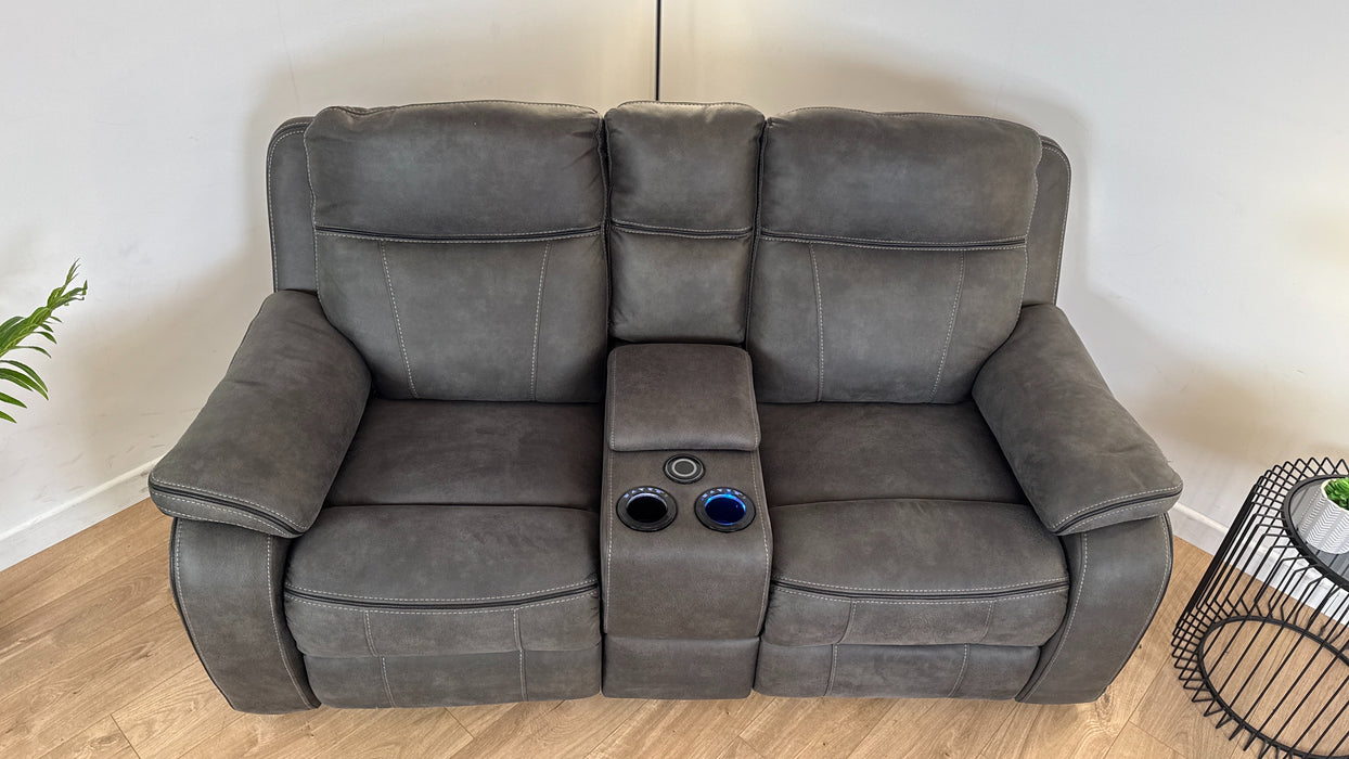 Vinson 2 Seater - Fabric Power Reclining Sofa + Smart Console & Speakers - Graphite