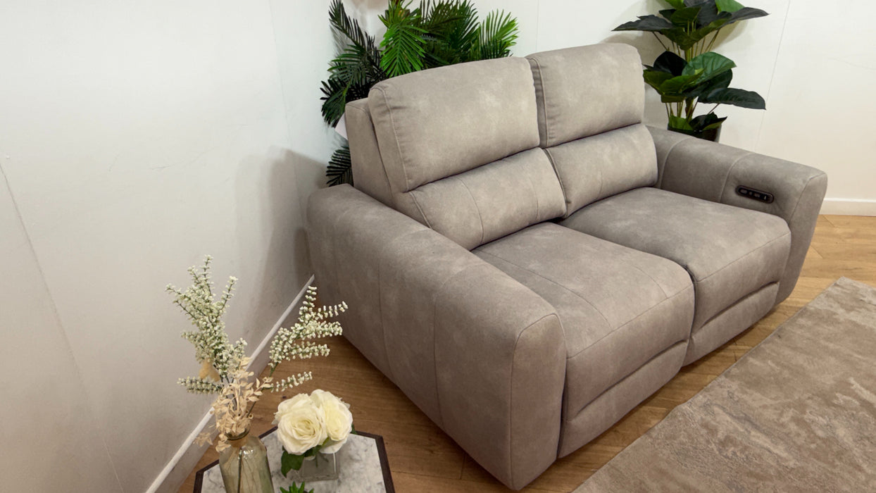 Sofology Portofino Fabric 2 Seater Power Recliner/Headrest in Lifestyle Flecked Stone