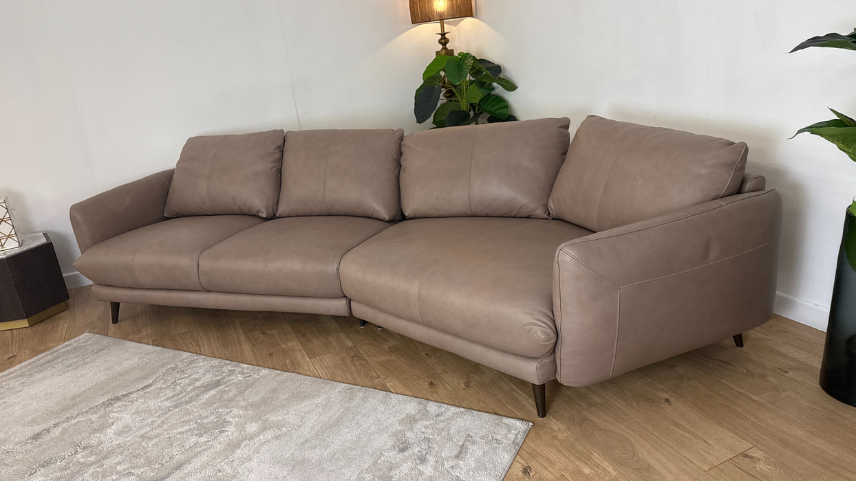 Sofology Adler Leather 4 Seater Asymmetric in Relaxed Soft Stone