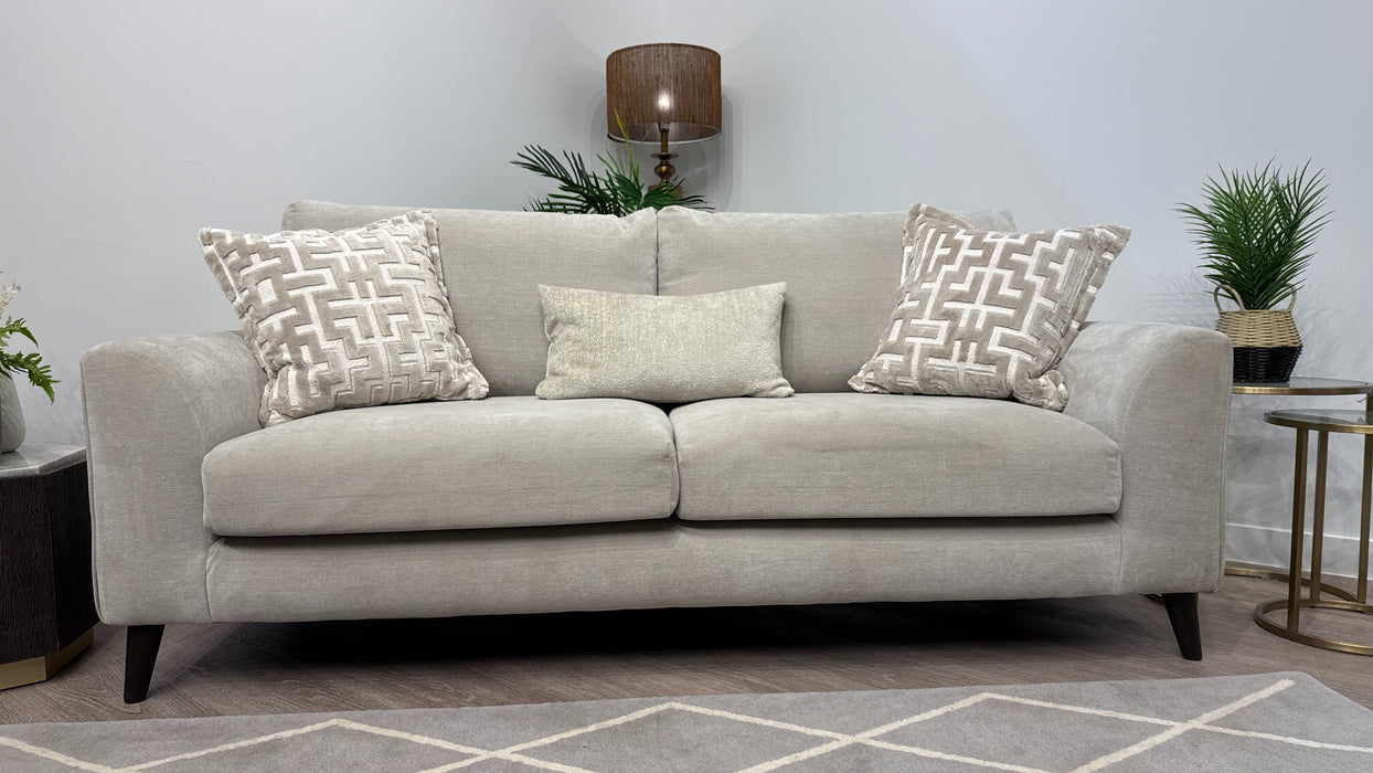 Sofology Mayfair Fabric 3 Seater Foam Seats in Soft Chenille Linen/Pearl Mix