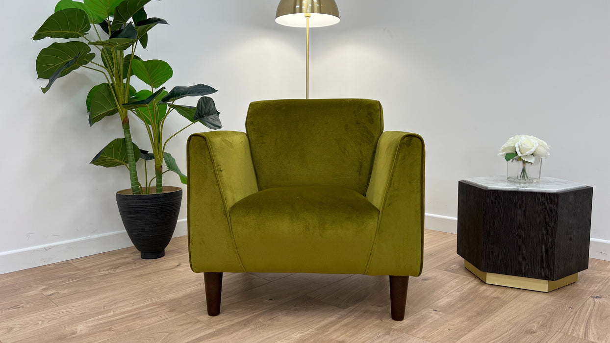 Cricket 1 Seater - Fabric Designer Chair - Green Velvet All Over