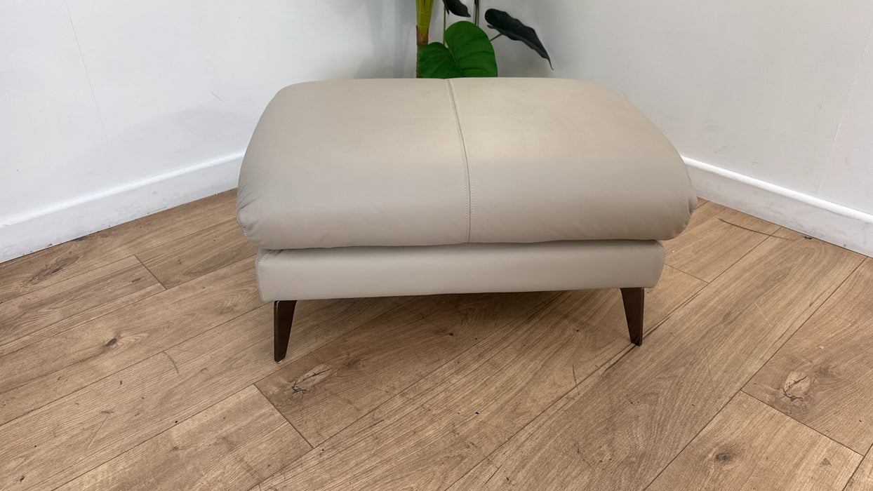 Sofology Adler Leather Designer Footstool in Trusty Matt Stone