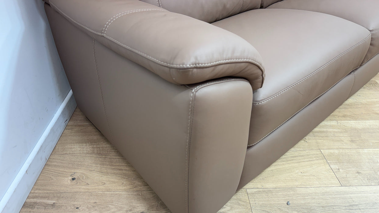 Sofology Santina Leather 3 Seater in Trusty Matt Mushroom