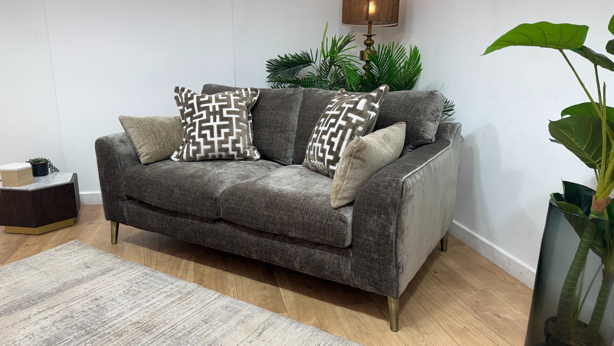Sofology Mayfair Fabric 2 Seater Foam Seats in Luxury Chenille Truffle/Gold Mix