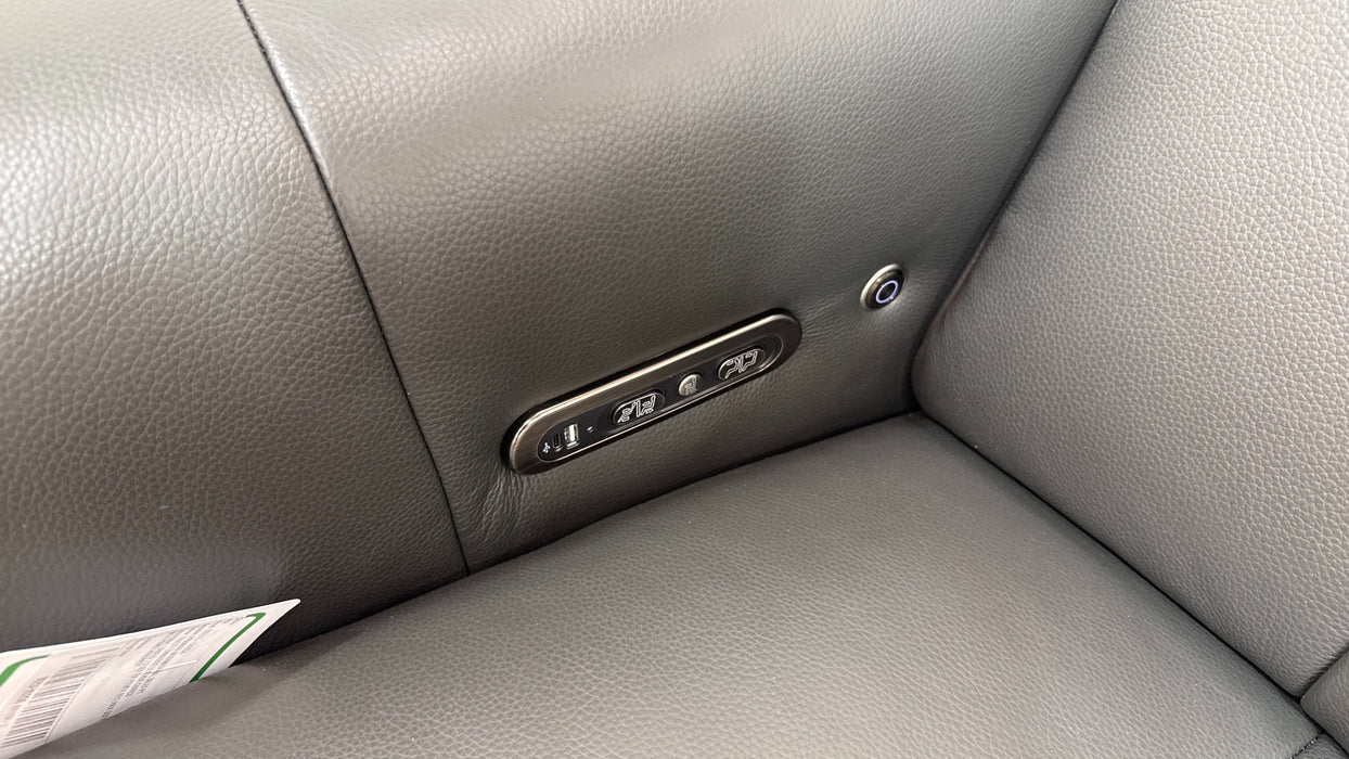 Sofology Lumiere Leather 2.5 Seater Power Recliner/Headrest in Trusty Embossed Charcoal