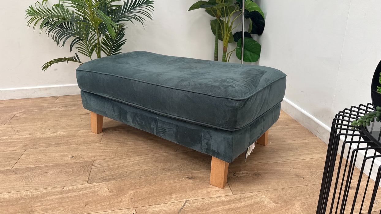 Sofology Fluted Isla Designer Fabric Footstool  in Azure All Over