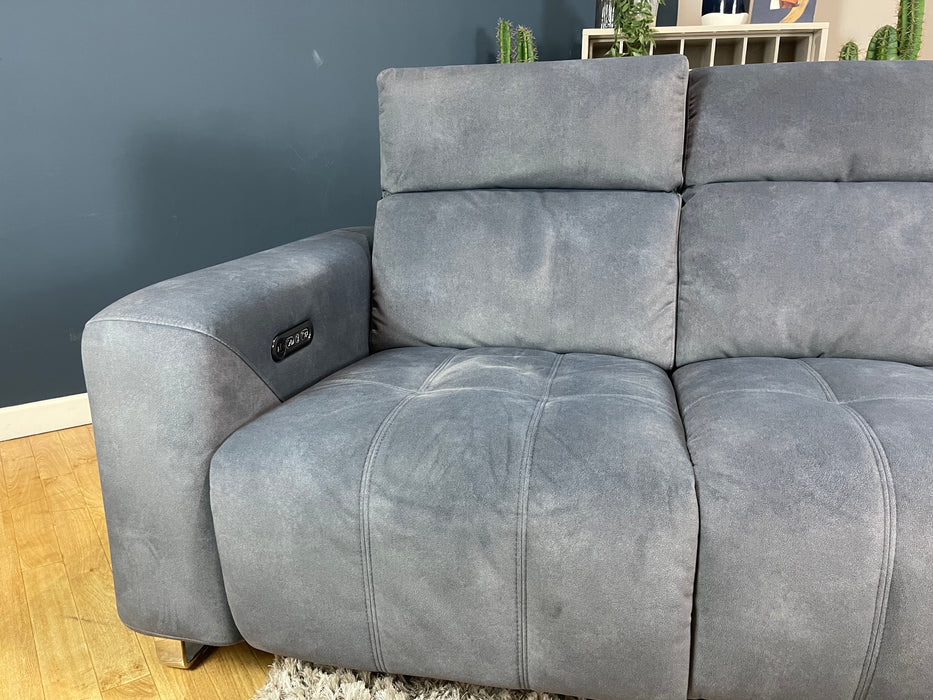 Marvella Fabric 3 Seater - Lifestyle Flecked Fabric Charcoal - Power Headrest and Power Recliner (WA2)