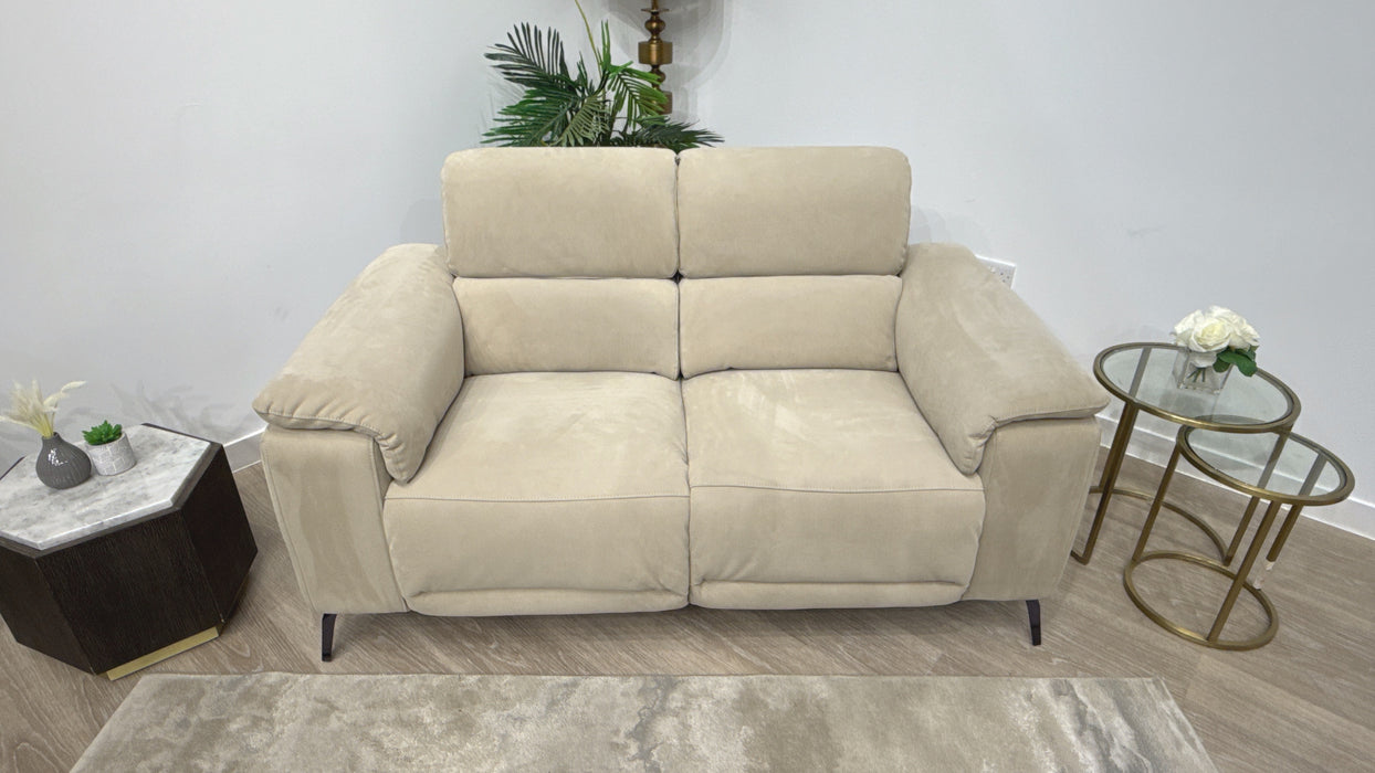 Sofology Fratelli Fabric 2 Seater Power Recliner/Headrest in Lifestyle Nubuck Feel Stone