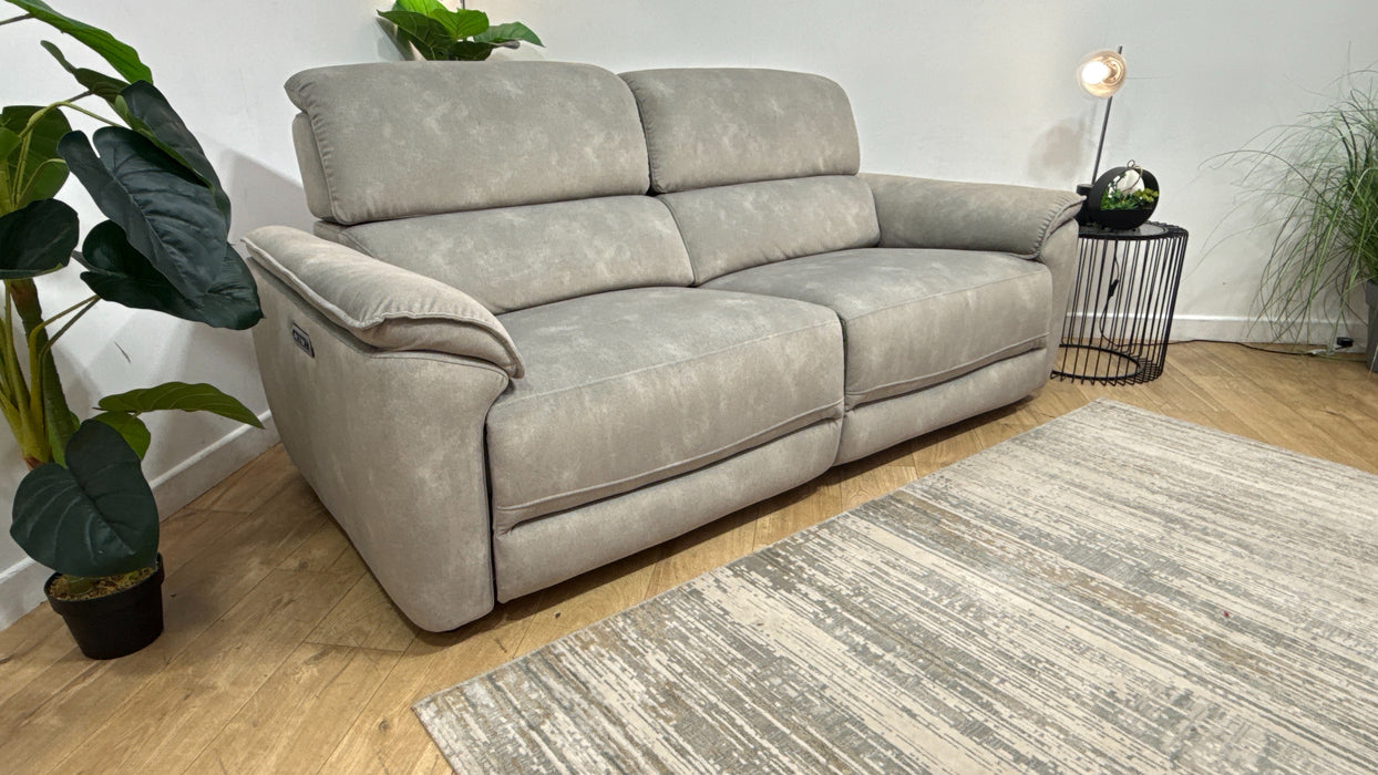Sofology Hugo Fabric 2.5 Seater Power Recliner/Headrest in Lifestyle Flecked Stone