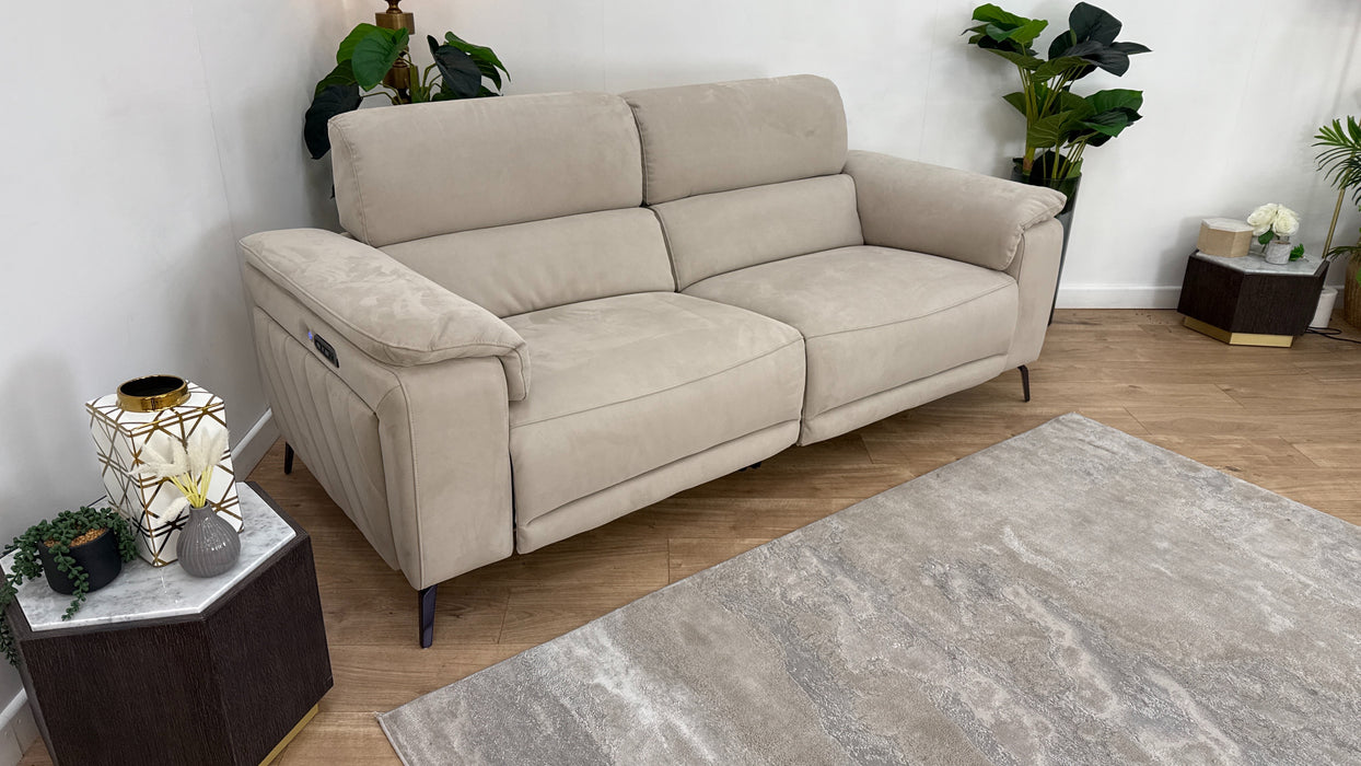 Sofology The Fratelli Fabric 2.5 Seater Power Recliner/Headrest in Lifestyle Nubuck Feel Stone