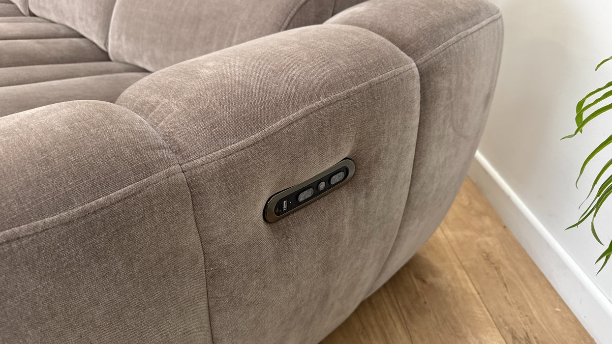 Sofology Nobu Fabric 3 Seater Power Recliner/Headrest in Relaxed Chenille Nutmeg