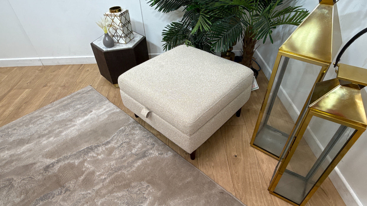 Sofology The Hackney Fabric Storage Memory Foam Footstool in Mini Boucle Natural