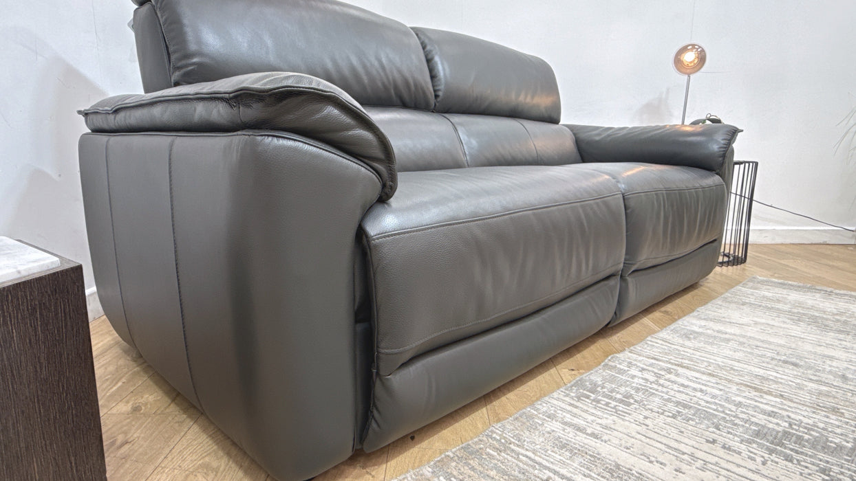 Sofology Hugo Leather 2.5 Seater in Trusty Embossed Charcoal