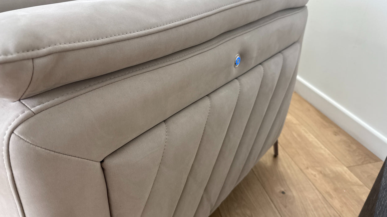 Sofology The Fratelli Fabric Chair Power Recliner/Headrest in Lifestyle Nubuck Feel Stone