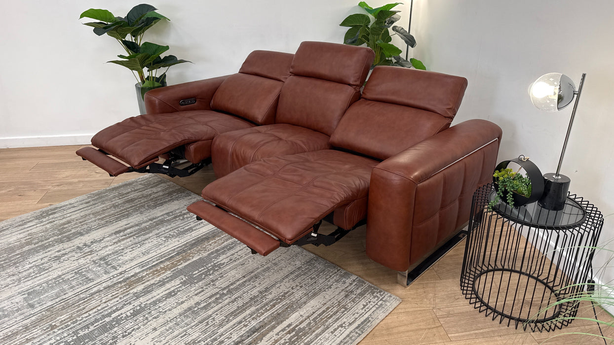 Sofology Marvella Leather 3 Power Recliner in Trusty Sheen Butterscotch