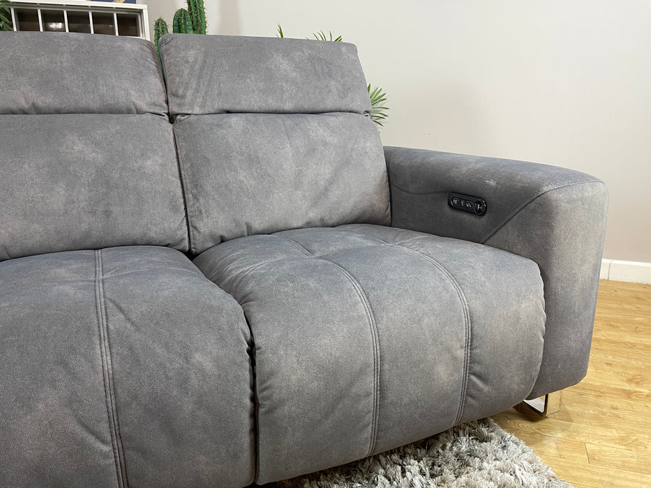 Marvella 3 Seater Lifetsyle Flecked Mocha Fabric Power Headrest & Power Recliner (WA2)