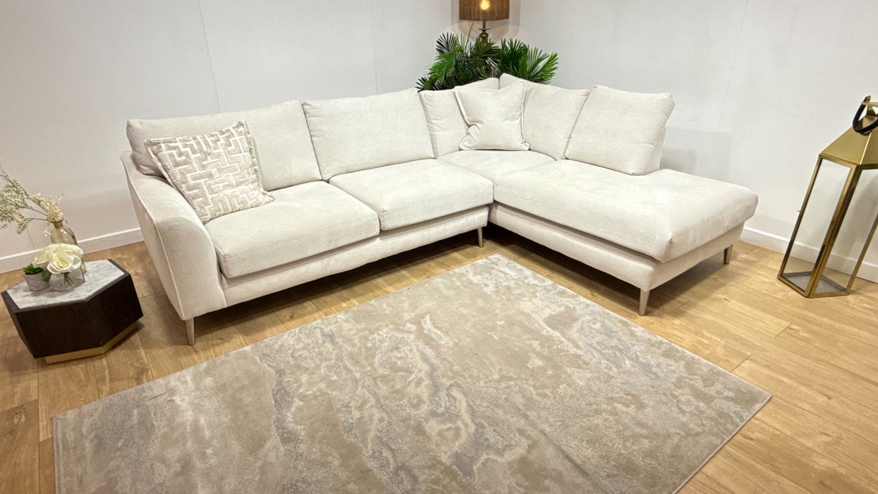 Sofology Mayfair Fabric 3 Corner 1 Chaise Foam Seats in Linen Look Chenille Mist/Pearl Mix