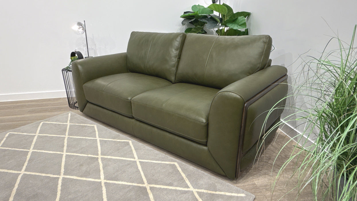 Sofology Elan 2.5 Seater Leather Sofa in Toronto Olive