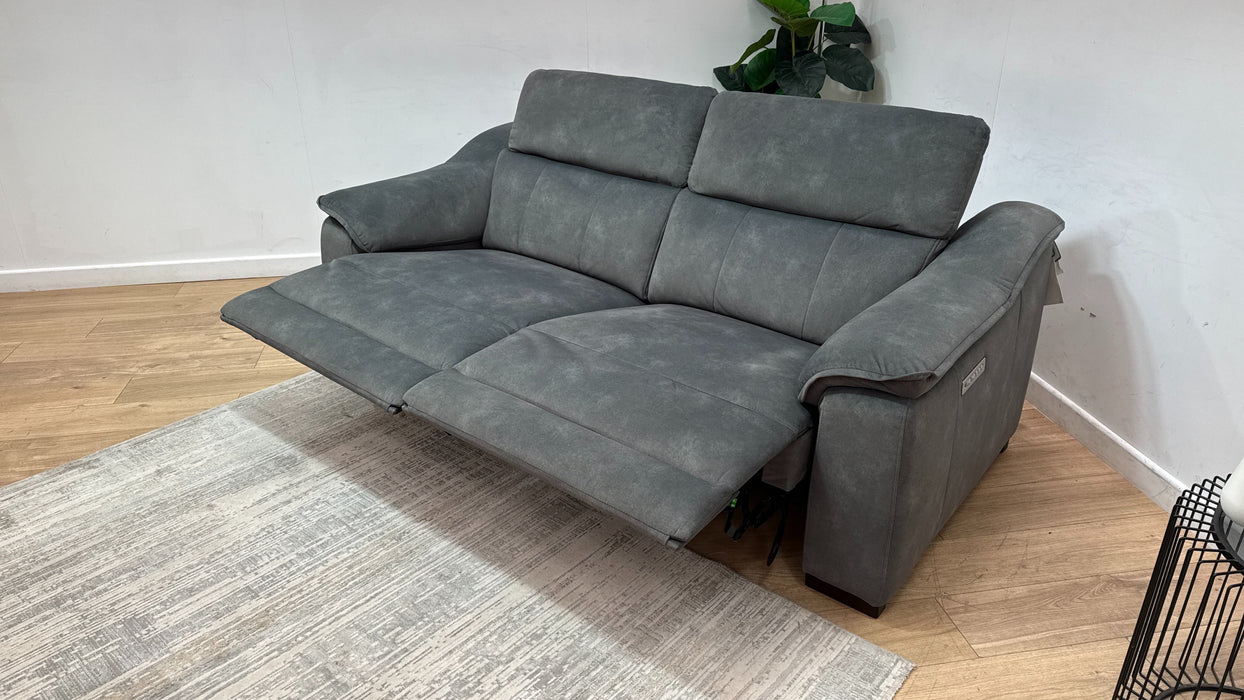 Sofology Carrera Fabric 2.5 Seater Power Recliner/Headrest in Lifestyle Flecked Mineral Green