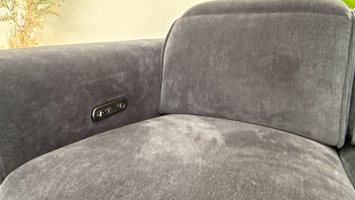 Sofology Premiere Fabric 3 Seater Power Recliner in Relaxed Chenille Ink