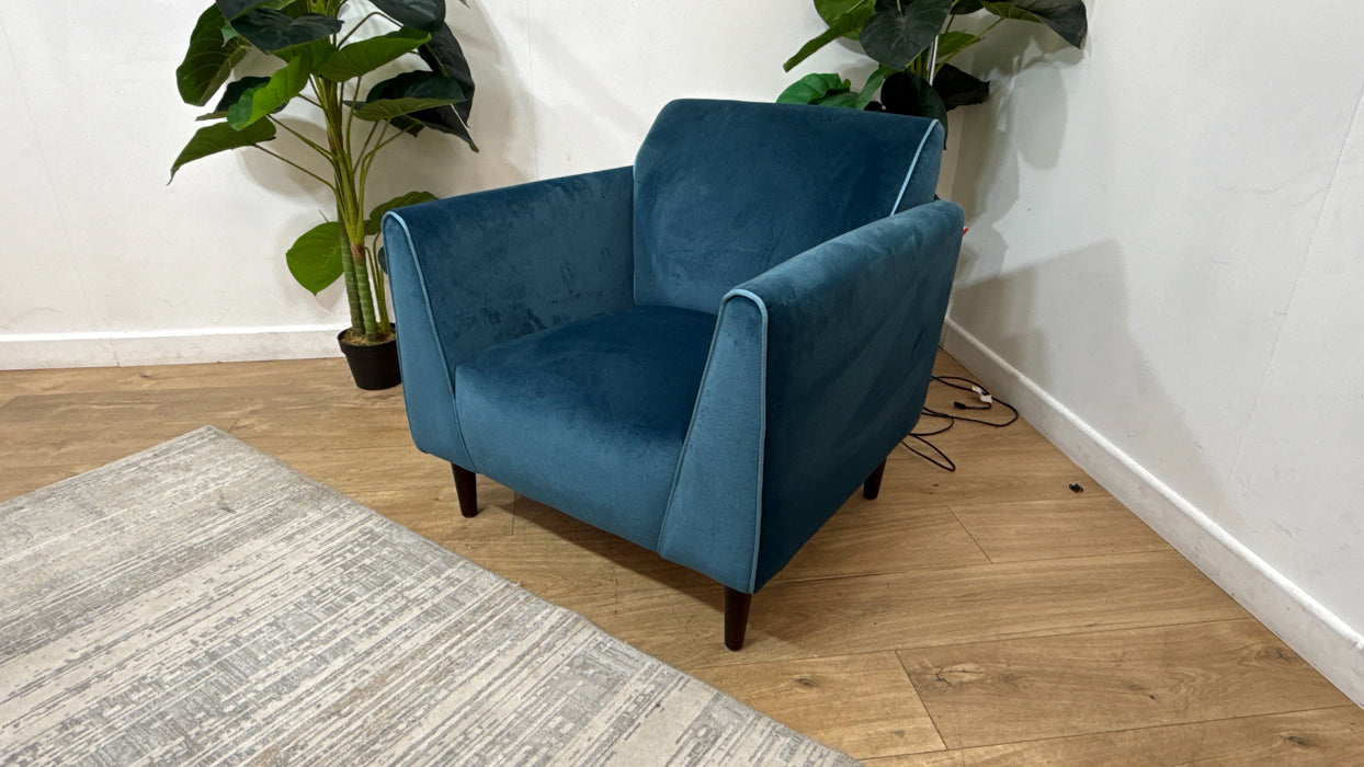 Sofology Cricket Fabric Chair in Soft Chenille Teal Mix