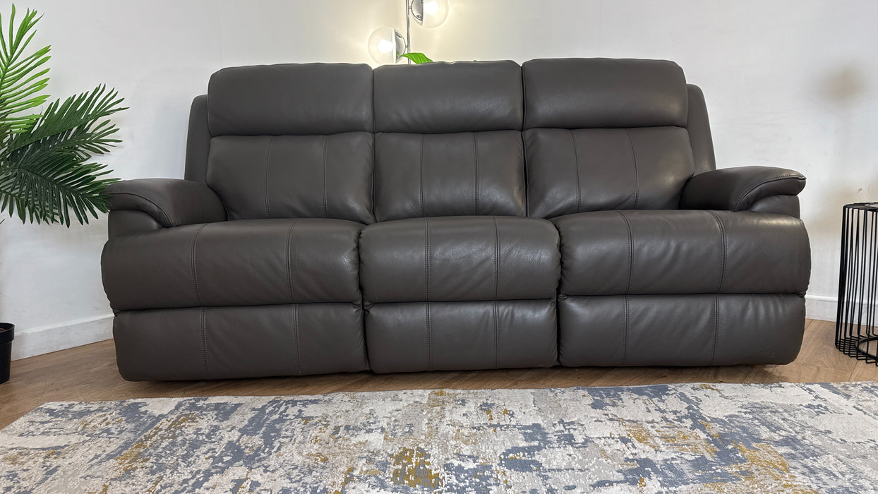Sofology Gracie Leather 3 Seater in Railings Grey