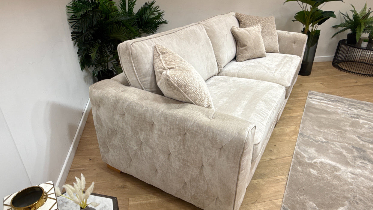 Sofology Valentina Fabric 4 Seater Split Foam Seats Full Back in Luxury Chenille Mist Mix