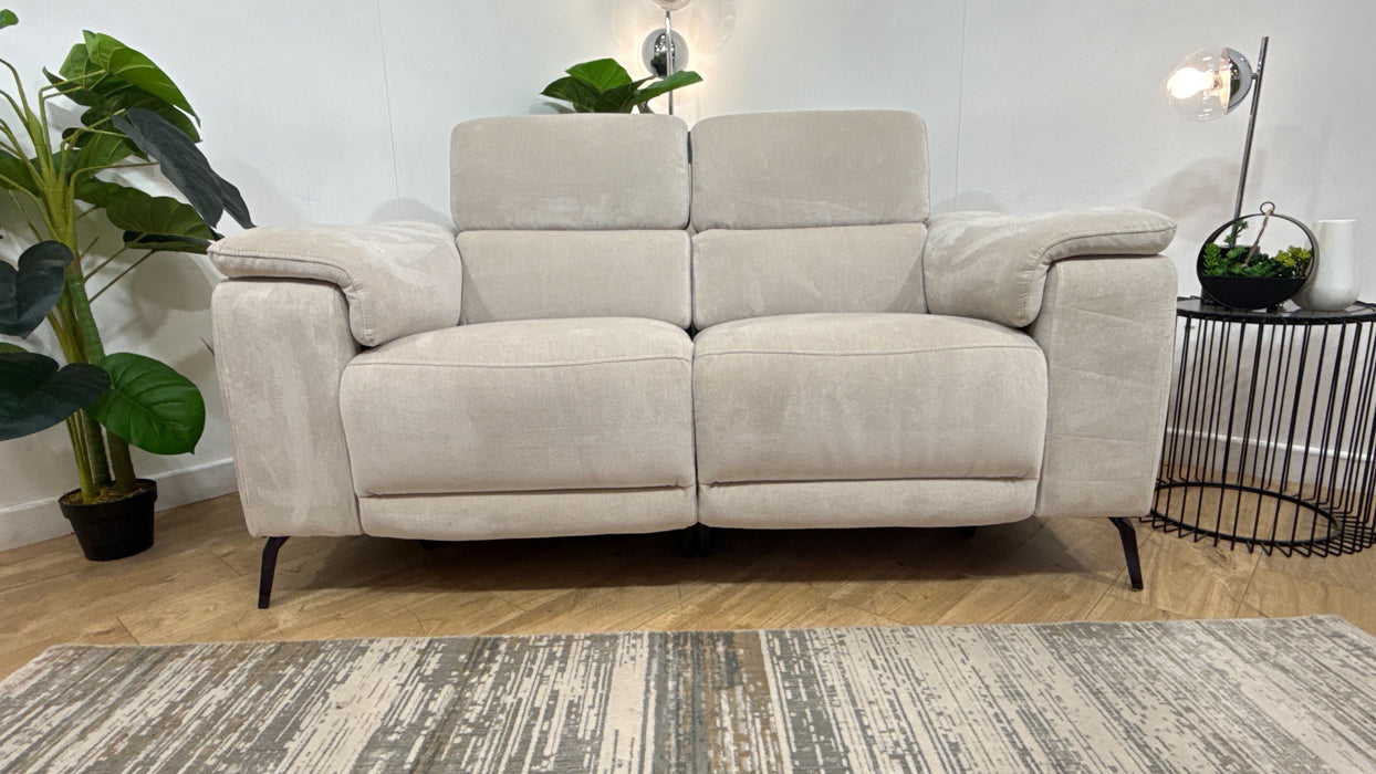 Sofology Fratelli Fabric 2 Seater Power Recliner/Headrest in Lifestyle Flecked Stone
