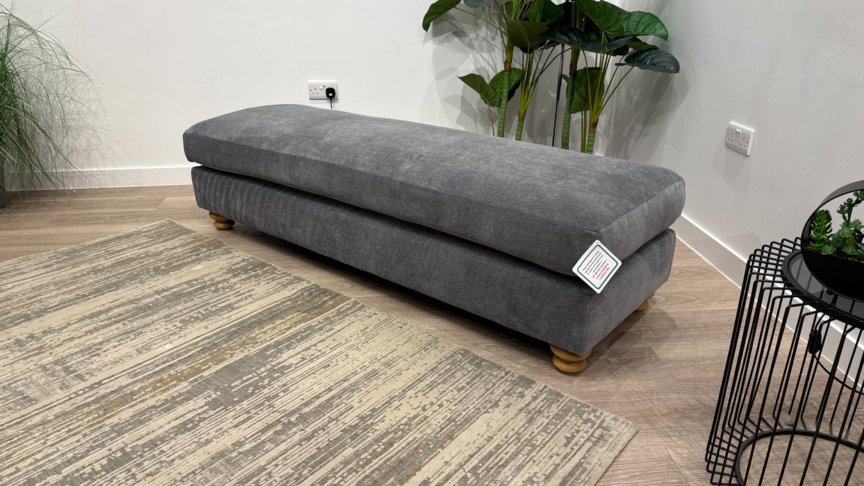 Sofology Hampton Fabric Large Storage Footstool in Soft Chenille Steel