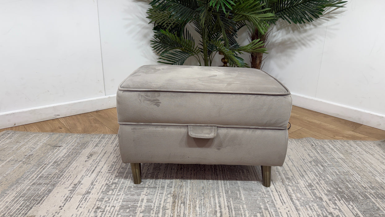 Sofology Gabrielle Fabric Storage Footstool in Plush Pebble