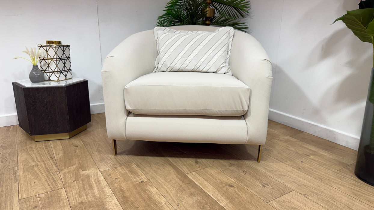Sofology Oscar Fabric Accent Chair in Super Matt Velvet Ecru Mix