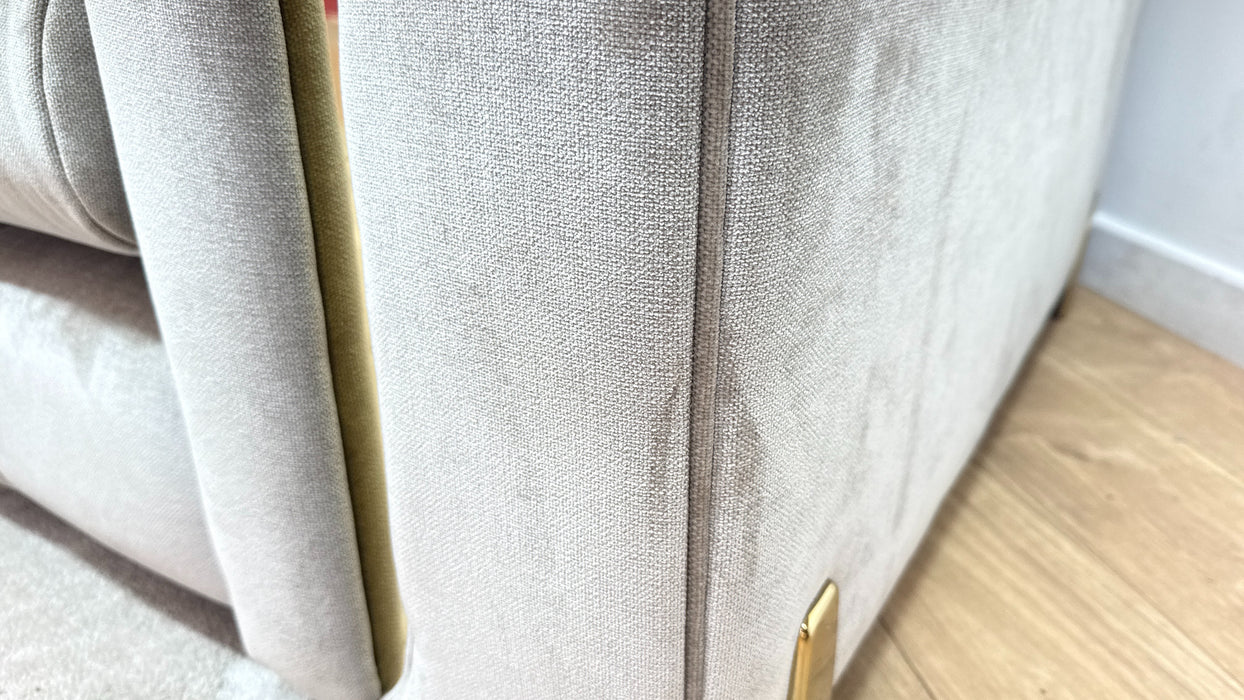 Sofology Oscar Fabric 2 Seater Gold Trim in Fine Textured Chenille Stone