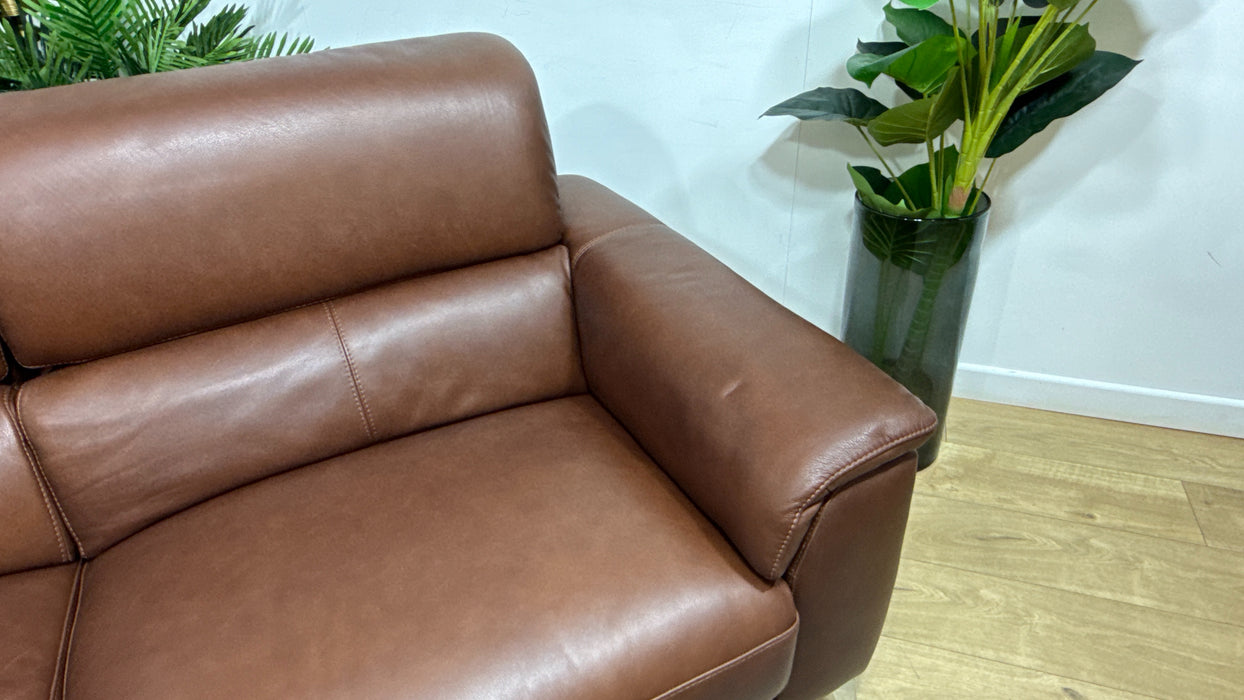 Sofology Illinois Leather 3 Seater Power Recliner/Headrest in Relaxed Soft Brown