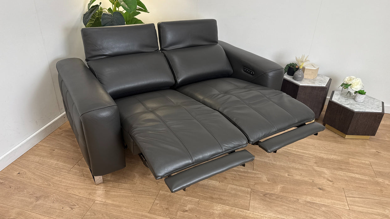 Sofology Marvella Leather Recliner 2 Seater in Charcoal