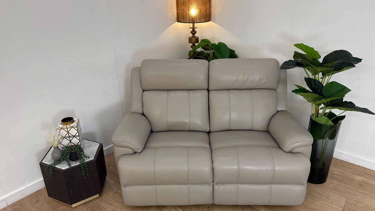 Sofology Gracie Leather 2 Seater Power Recliner/Headrest Massage in Trusty Sheen Lead Grey