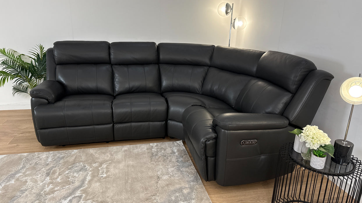 Gracie 2 Corner 1 -  Leather Power Recliner Sofa   - Trusty Sheen Charcoal