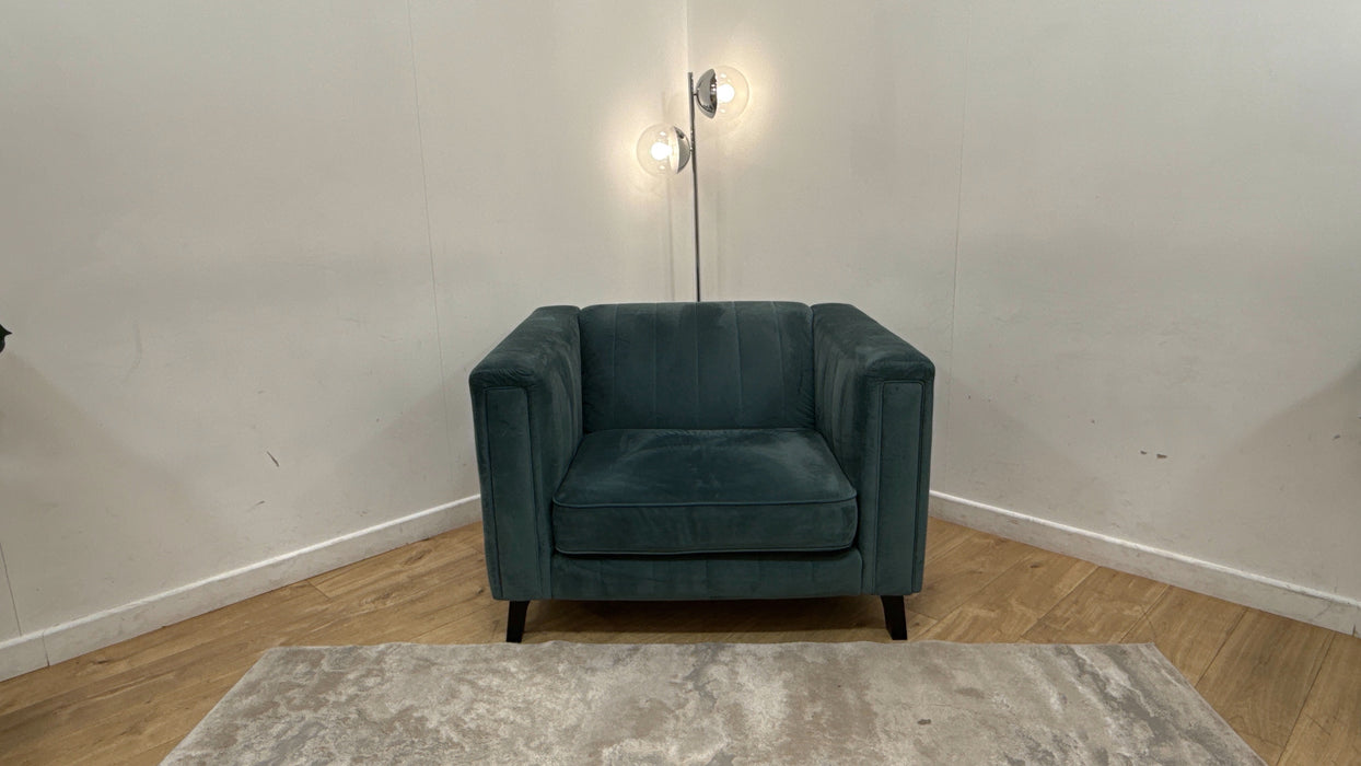 Sofology Fluted Isla Fabric Loveseat in Velluto Azure