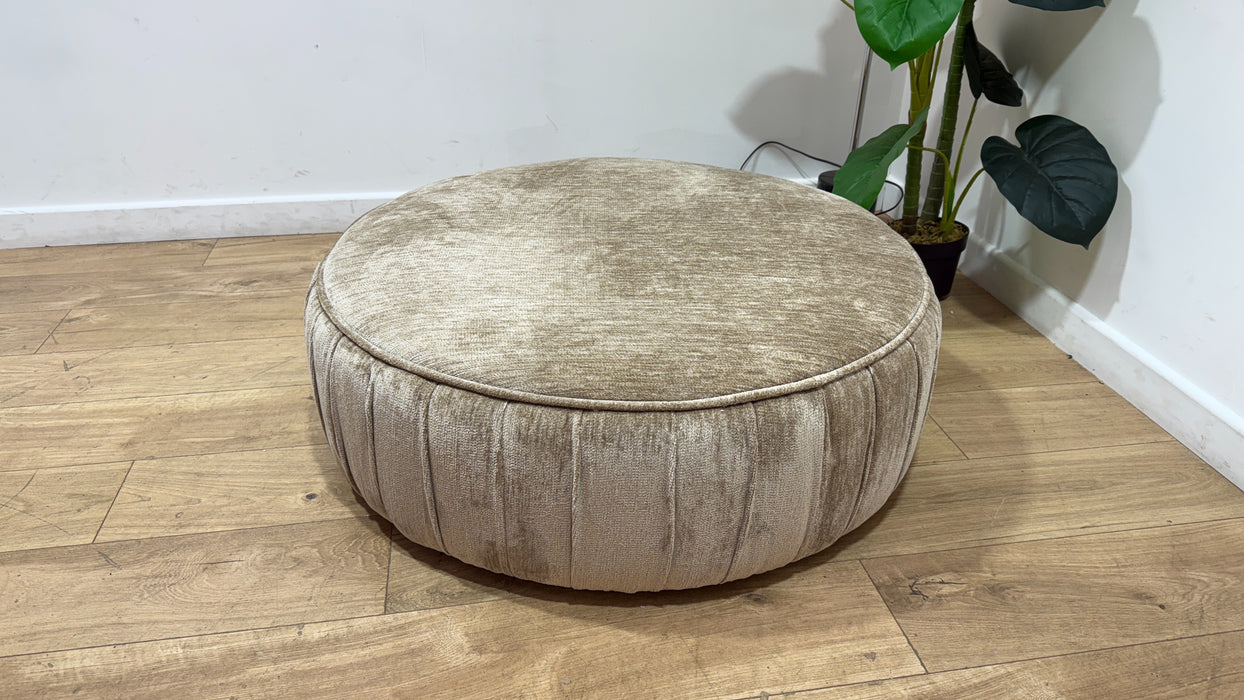 Sofology Lustre Fabric Designer Footstool in Luxury Plush Chenille Fawn