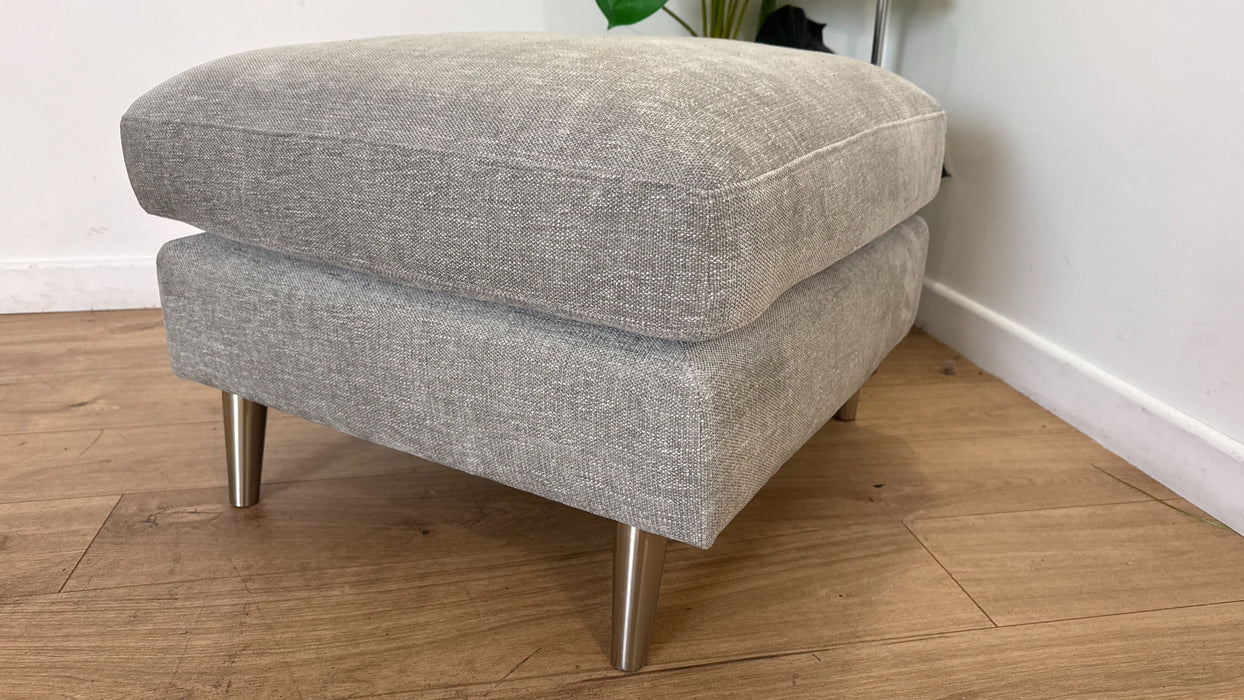 Sofology The Hackney Fabric Memory Foam Footstool in Linen Look Chenille Grey