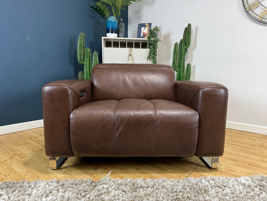 Marvella Loveseat Power Headrest Power Recliner Leather Chocolate (WA2)