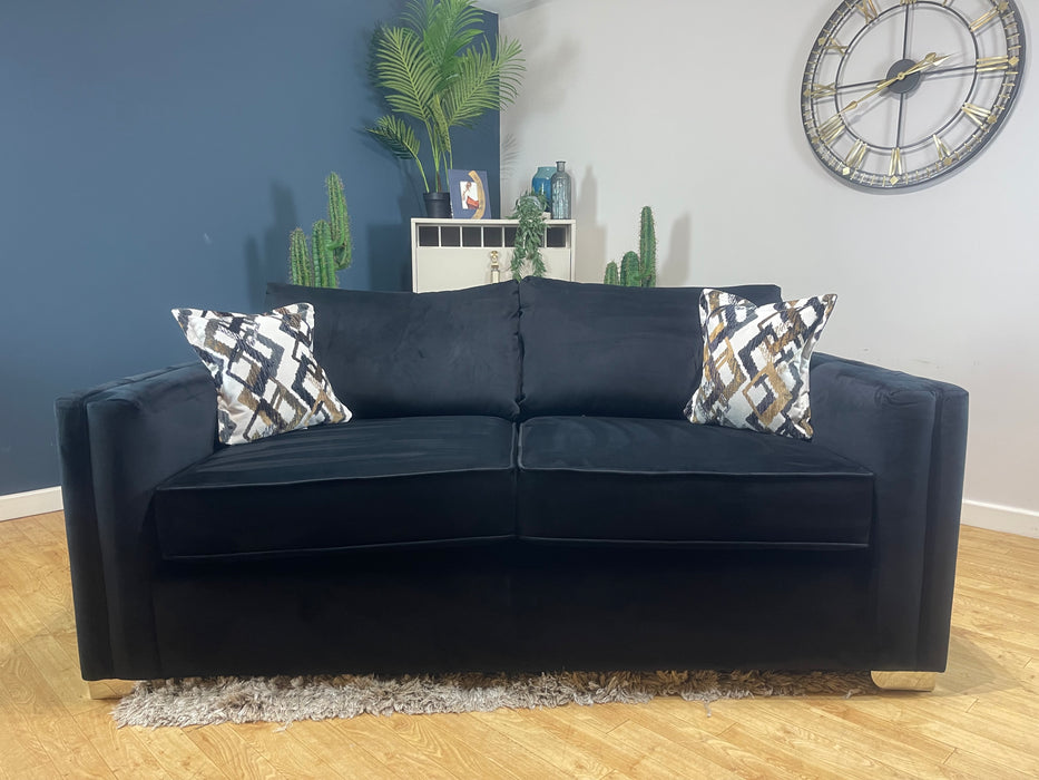 Titan 3 Seater Sofa Bed Festival Black / Bronze Mix Fabric Deluxe Bed (WA2)