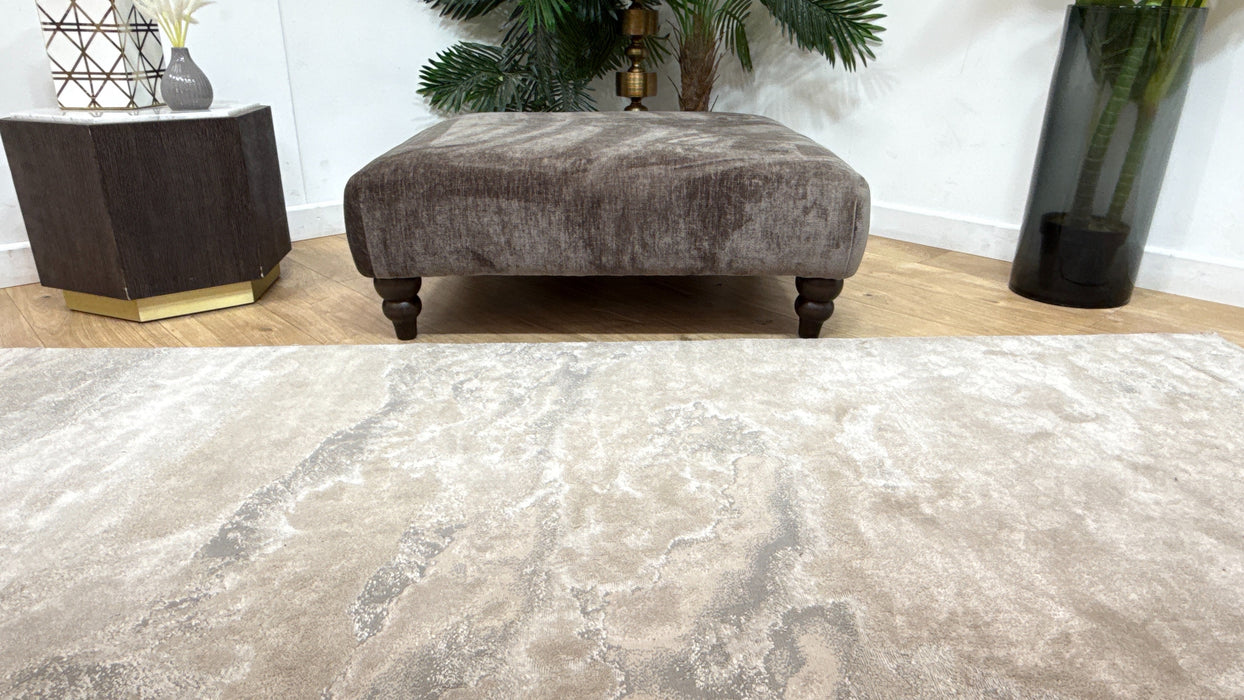 Sofology Highgrove Fabric Designer Footstool in Luxury Deep Pile Chenille Mole