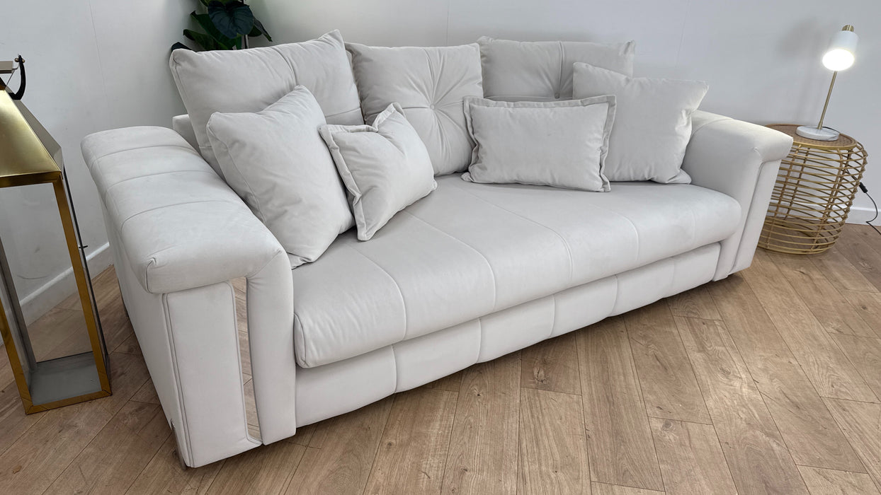 Sofology The Oscar 3 Seater Fabric Sofa in Super Matt Velvet Ecru All Over