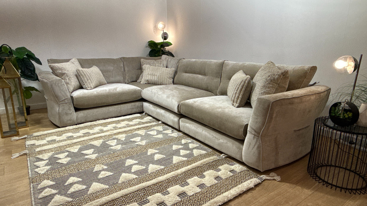 Sofology Reign Fabric 1 Corner 3 no Trim in Luxury Chenille Linen/Natural Mix